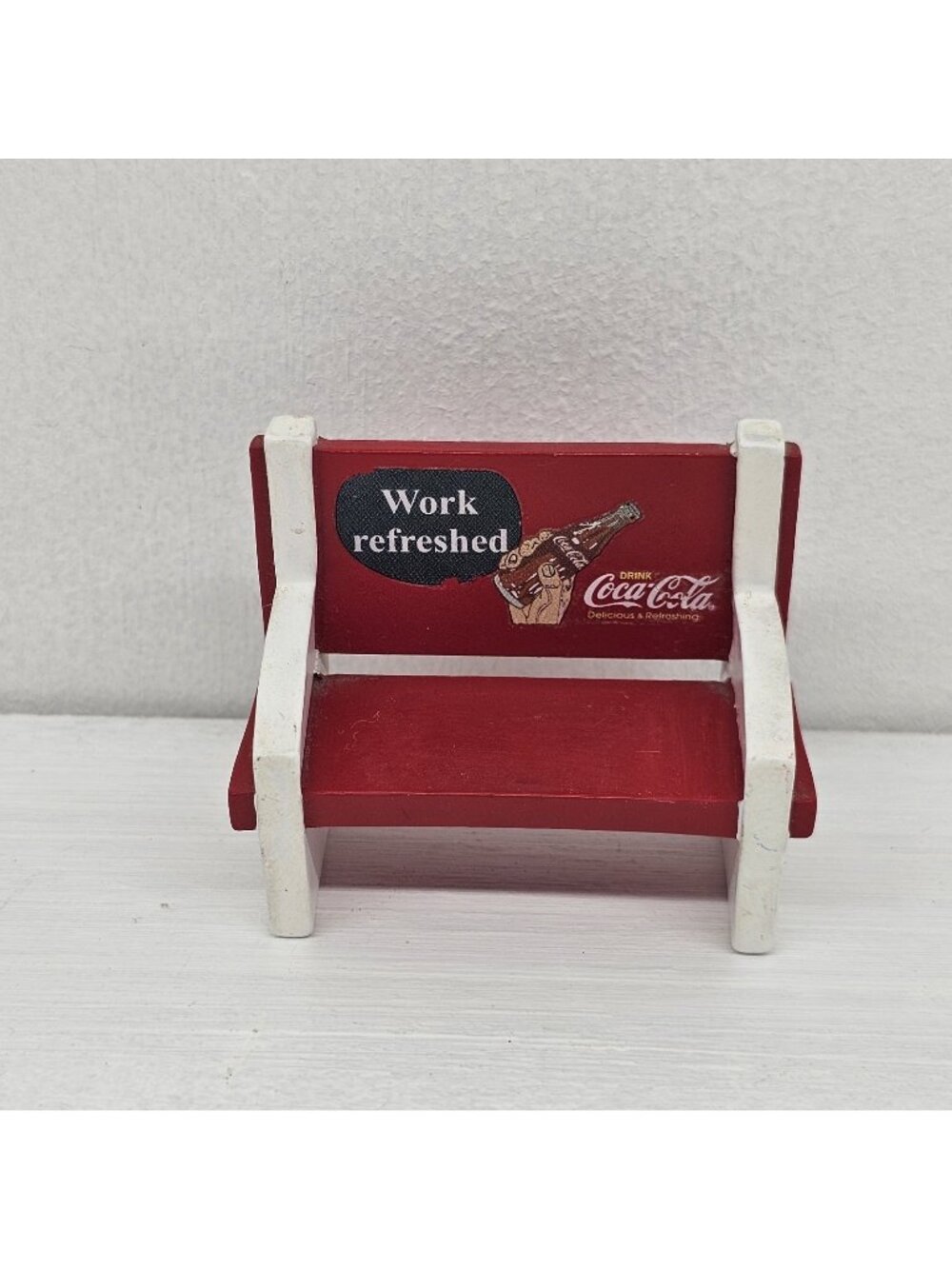 2002 Town Square Coca Cola - Work Refreshed Bench Sign Miniature 1 3/4” Tall